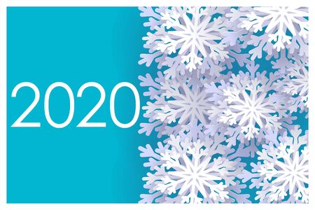 Happy New Year 2020. Christmas banner with snowflakes. Vector illustration. Falling snow.のイラスト素材
