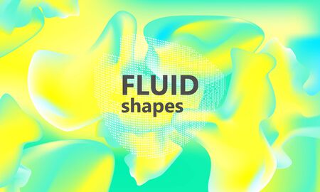 Fluid shapes composition. Wavy abstract cover design. Creative colorful wallpaper. Trendy gradient poster. Vector illustration.のイラスト素材