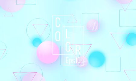 Color background. Pink and blue soft spheres. Fluid pattern. 3d geometric shapes. Vector.のイラスト素材