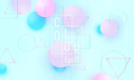 Color background. Pink and blue soft spheres. Fluid pattern. 3d geometric shapes. Vector.のイラスト素材