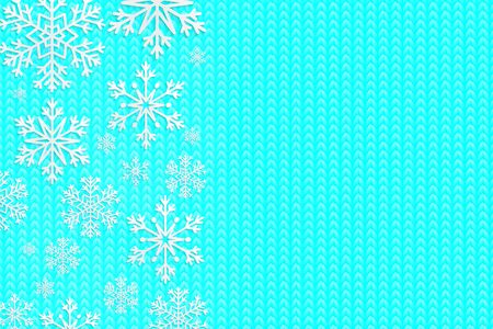 Happy New Year 2020. Knitted background. Christmas banner with snowflakes. Vector illustration. Falling snow.のイラスト素材