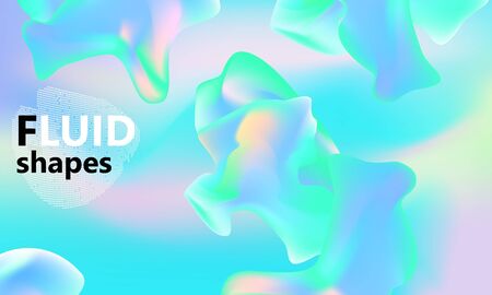 Fluid shapes composition. Wavy abstract cover design. Creative colorful wallpaper. Trendy gradient poster. Vector illustration.のイラスト素材