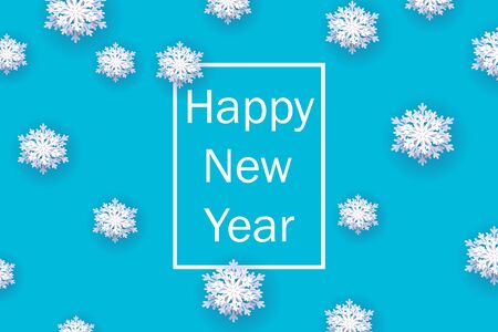 Happy New Year 2020. Christmas banner with snowflakes. Vector illustration. Falling snow.のイラスト素材