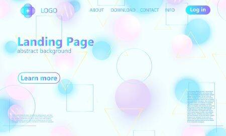 Landing page. Pink and blue colors. Website template. Abstract background. Web design landing page. Vector illustration.のイラスト素材