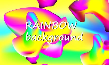 Rainbow background. Wavy abstract cover design. Creative colorful wallpaper. Trendy gradient poster. Fluid shapes composition. Vector illustration.のイラスト素材