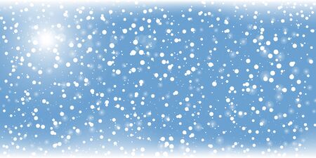 Blue snow background. Winter sky. Merry Christmas. Light blue space background. New year. Cold season. Falling snow.のイラスト素材