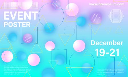 Event poster. Business background. Colorful elements. Announcement conference. Abstract cover design. Vector illustration.のイラスト素材