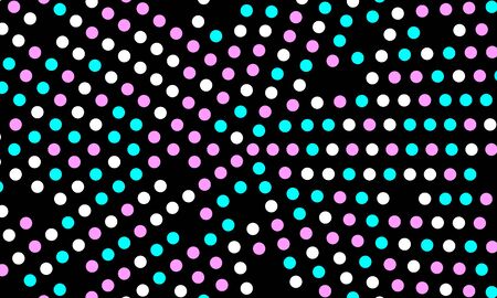 Random dots. Color circles on black background. Vector illustration. Colorful polka dots pattern.のイラスト素材
