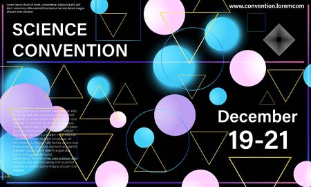 Science convention. Conference design template. Business background. Colorful elements. Announcement conference. Abstract cover design. Vector illustration.のイラスト素材