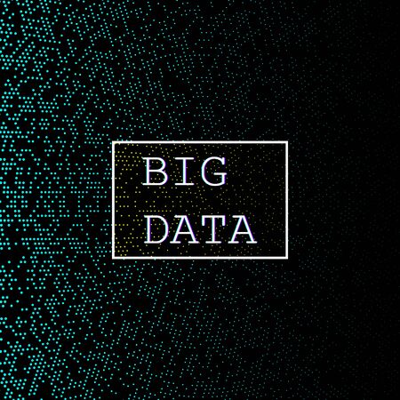 Big data. Visualization network. Futuristic infographics. 3d wave. Virtual flow. Digital sound. Music waves. Vector illustration. Abstract colorful neon poster.のイラスト素材