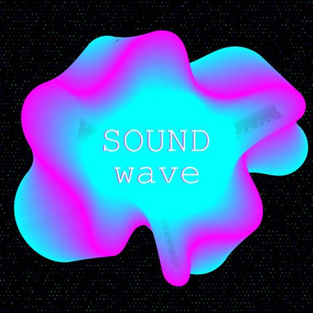 Dynamic fluid shape. Music waves. Digital sound. Vector illustration. Abstract colorful background. Neon poster design template.のイラスト素材