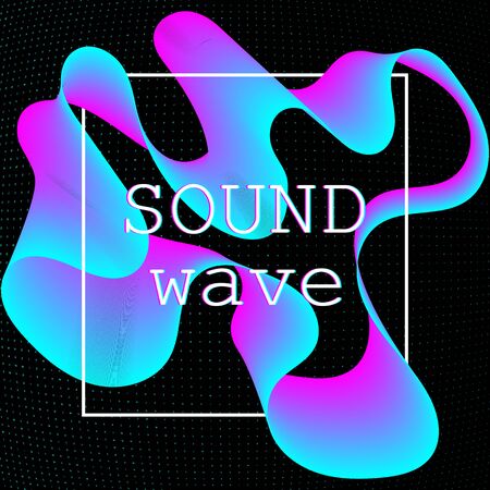 Dynamic fluid shape. Music waves. Digital sound. Vector illustration. Abstract colorful background. Neon poster design template.のイラスト素材