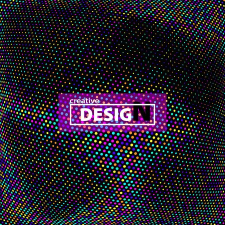 Random dots. Color circles on black background. Vector illustration. Colorful polka dots pattern.のイラスト素材