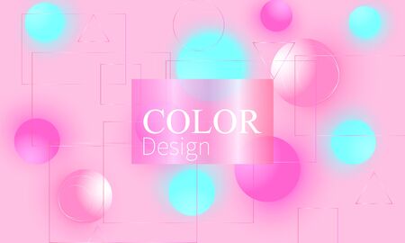 Abstract background design. Pink and blue balls. Fluid pattern. 3d geometric shapes. Vector. Color abstract background.のイラスト素材