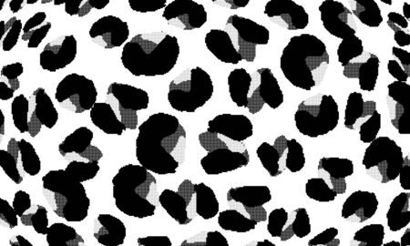 Ink pattern. Black and white halftone. Leopard print. Animal skin pattern. Black leopard pattern. Panther skin background. Vector.のイラスト素材