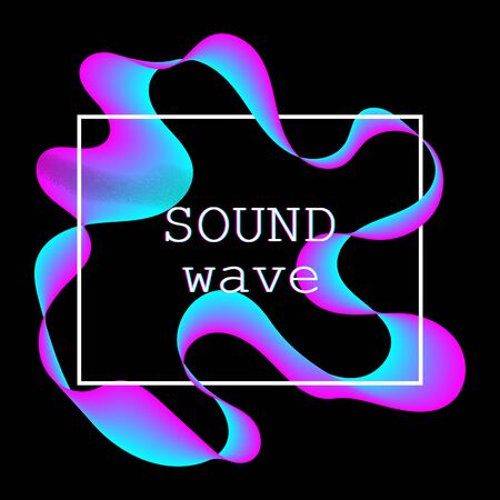 Dynamic fluid shape. Music waves. Digital sound. Vector illustration. Abstract colorful background. Neon poster design template.のイラスト素材