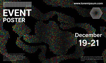 Event poster. Music waves. Neon Colorful elements. Abstract cover design. Vector illustration.のイラスト素材