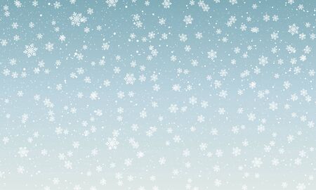 Snow pattern. Vector illustration. White snowflakes on blue background. Falling snow.のイラスト素材