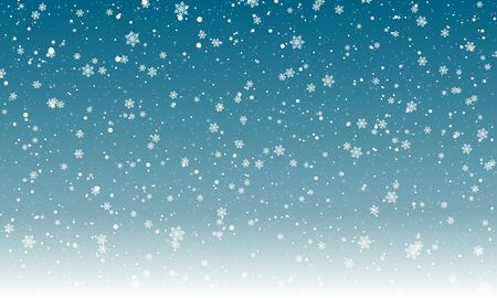 Snow pattern. Vector illustration. White snowflakes on blue background. Falling snow.のイラスト素材