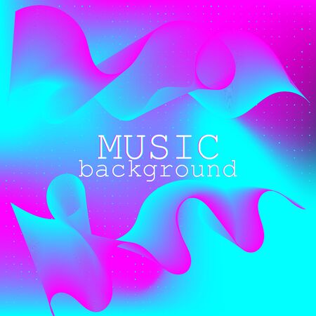 Music waves. Neon poster. Big data. Futuristic Visualization. 3d wave. Virtual flow. Digital sound. Vector illustration. Abstract colorful neon poster.のイラスト素材