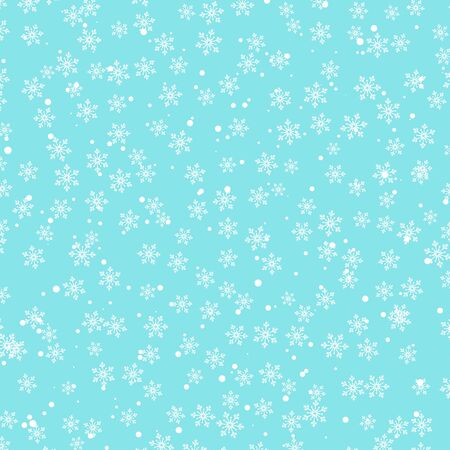 Snow pattern. Vector illustration. White snowflakes on blue background. Falling snow.のイラスト素材