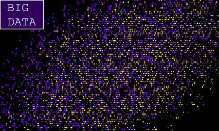 Big data. Visualization network. Futuristic infographics. Virtual flow. Random particles. Vector illustration. Abstract colorful neon poster.のイラスト素材