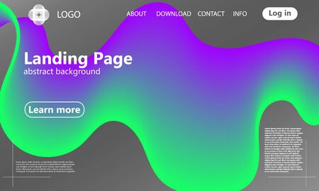 Fluid design. Landing page. Liquid background. Minimal abstract cover design. Creative colorful wallpaper. Trendy gradient poster. Vector illustration.のイラスト素材
