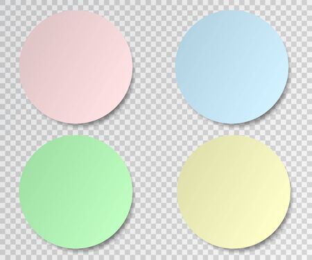 Set of round paper stickers on transparent background. Post sticky note.Vector illustration.のイラスト素材