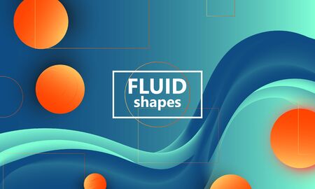 Fluid flow. Trendy color shape. Abstract background. Futuristic design poster. Colorful gradient cover. Vector.のイラスト素材