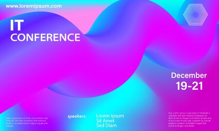 Liquid color shape. Conference design template. Fluid background. Trendy abstract cover. Futuristic design poster. Colorful gradient. Vector.のイラスト素材