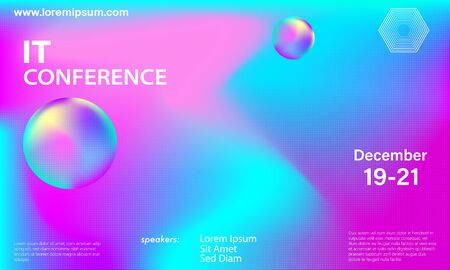 3d colorful shapes. Fluid background. Conference banner. Trendy abstract cover. Futuristic design poster. Colorful gradient. Vector.のイラスト素材