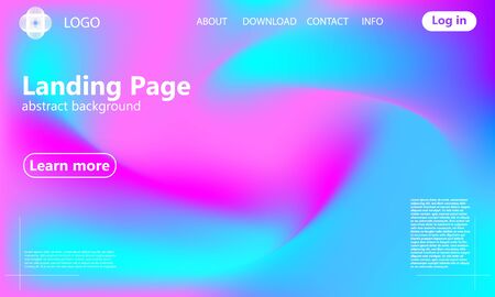Landing page. Flow shape. Fluid background. Trendy abstract cover. Futuristic design poster. Colorful gradient. Vector.のイラスト素材