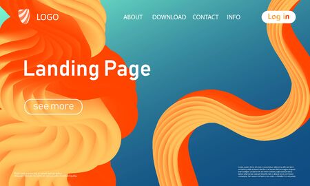 Landing page. Trendy colors. Flow shape. Fluid background. Futuristic design poster. Colorful gradient. Vector.のイラスト素材