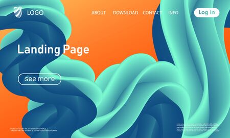 Landing page. Trendy colors. Flow shape. Fluid background. Futuristic design poster. Colorful gradient. Vector.のイラスト素材