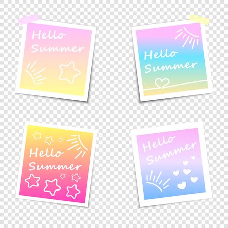 Set of photo frame with shadow on a transparent background. Hello summer. Vector.のイラスト素材
