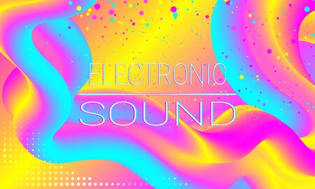 Fluid flow. Wave poster. Color shape. Abstract background. Futuristic design poster. Colorful gradient waves. Vector.のイラスト素材