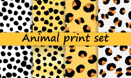 Yellow leopard print. Panther skin. Retro fabric pattern. Spotted fur texture. Animal print leopard. Vector illustration.のイラスト素材