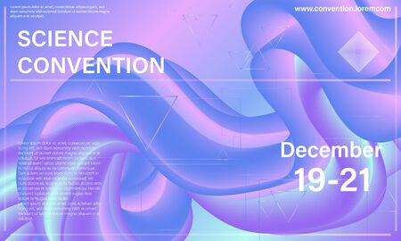Conference design template. Science convention. Liquid background. Fluid flow. Announcement conference. Abstract cover design. Vector illustration.のイラスト素材