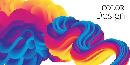 Rainbow Background. Fluid Shapes. Wave Pattern. Summer Poster. Colorful Gradient. Flow Shape. Abstract Cover. Rainbow Color. Vector Illustration. Fluid Flow.のイラスト素材