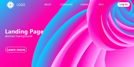 Landing page. Colorful geometric background. Fluid shape. Trendy abstract cover. Futuristic design poster. Fluid flow. Colorful gradient. Vector.のイラスト素材