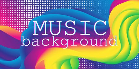 Sound Wave. Music Background. Fluid Shape. Wave Pattern. Summer Poster. Colorful Gradient. Flow Shape. Abstract Cover. Rainbow Color. Vector Illustration. Fluid Flow.のイラスト素材