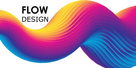 Rainbow Background. Fluid Shapes. Wave Pattern. Summer Poster. Colorful Gradient. Flow Shape. Abstract Cover. Rainbow Color. Vector Illustration. Fluid Flow.のイラスト素材