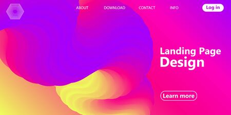 Fluid flow. Landing page. Colorful geometric background. Trendy abstract cover. Futuristic design poster. Colorful gradient. Vector illustration. Fluid shape.のイラスト素材