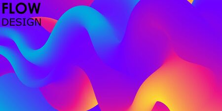 Fluid shape. Abstract flow. Trendy poster. Colorful futuristic gradient. Geometric background. 3d fluid banner.のイラスト素材