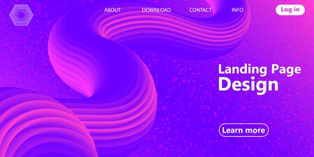 Purple background. Landing page. Fluid shape. Abstract flow. Trendy poster. Colorful futuristic...
