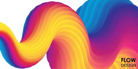 Rainbow Background. Fluid Shapes. Wave Pattern. Summer Poster. Colorful Gradient. Flow Shape. Abstract Cover. Rainbow Color. Vector Illustration. Fluid Flow.のイラスト素材