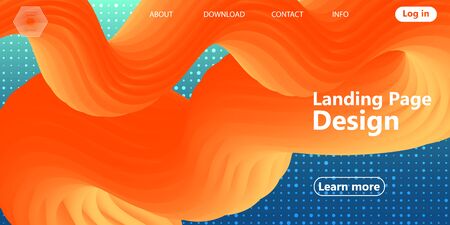 Landing page. Trendy colors. Flow shape. Fluid background. Futuristic design poster. Colorful gradient. Vector.のイラスト素材