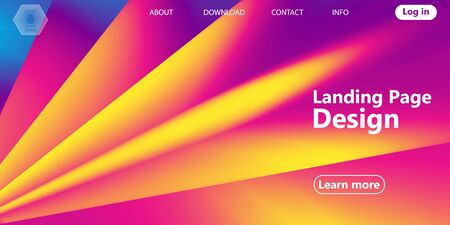 Landing page. Colorful geometric background. Fluid shape. Trendy abstract cover. Futuristic design poster. Fluid flow. Colorful gradient. Vector.のイラスト素材