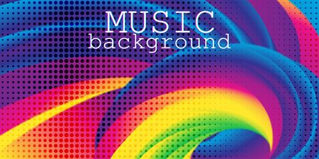 Sound Wave. Music Background. Fluid Shape. Wave Pattern. Summer Poster. Colorful Gradient. Flow Shape. Abstract Cover. Rainbow Color. Vector Illustration. Fluid Flow.のイラスト素材