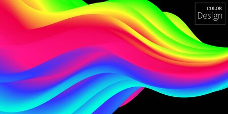 Fluid shape. Abstract flow. Trendy poster. Colorful futuristic gradient. Geometric background. 3d fluid banner.のイラスト素材